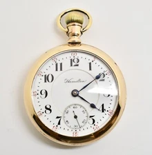 1907 Hamilton 21 Jewel Railroad Grade Open Face Gold Filled PocketWatch#WATCH296