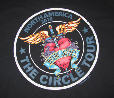 Bon Jovi Circle Tour North America 2010 T Shirt Tee - Black, Size