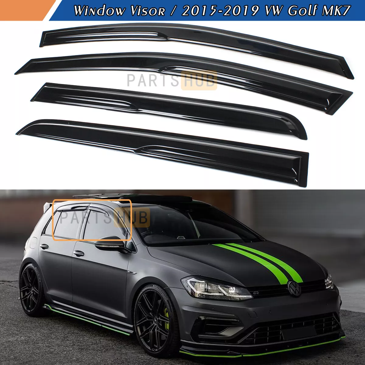 For 2015 2019 VW MK7 Golf7 R GTI Wavy Mugen Style Window Visors