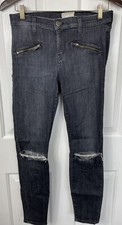 Current / Elliott Womens Jeans Skinny Ankle Distressed - Stretch - Size 28 Black