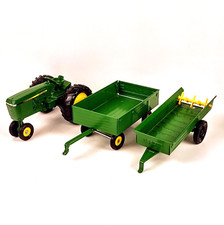 ERTL John Deere Die Cast Farm Equipment Lot Tractor Spreader Trailer Vintage Toy