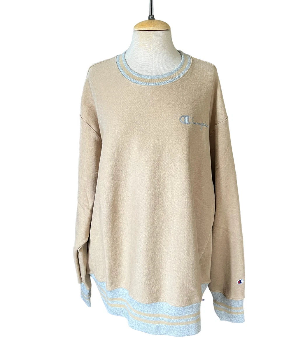 Tan champion 2025 crewneck sweatshirt