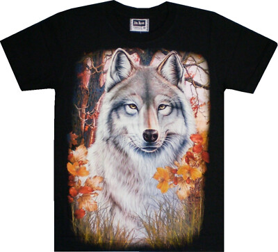 T-Shirt, schwarzes Shirt, EAGLE-Shirt - weißer Wolf - unisex - S -2XL