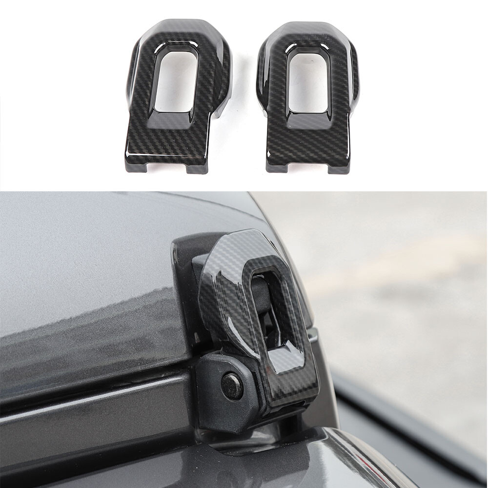 Carbon Fiber Hood Latch Cover Protector Trim for Jeep Wrangler JL JLU