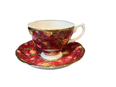 Vintage Royal Albert Old Country Roses Ruby Lace Bone China Tea Cup And Saucer