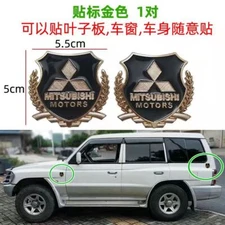 2Pcs MITSUBISHI MOTORS Logo Car Side Wing Fender Luxury Emblem Badge Gold