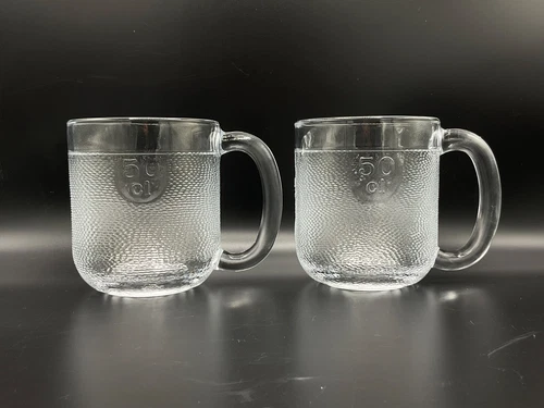 2 Vintage IITTALA Finland Krouvi 50 CL Textured Glass Beer Stein Mug Coffee