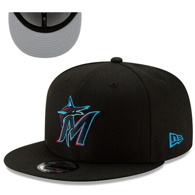 Miami Marlins 9FIFTY Adjustable Snap Back New Era Cap - Black