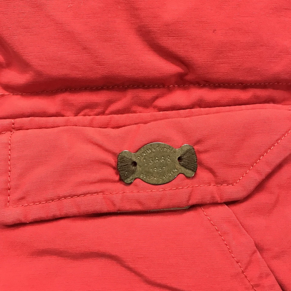 Ralph Lauren 牛仔和用品背心女式小号红色毛皮帽羽绒扣 — 第 3/4 张图片