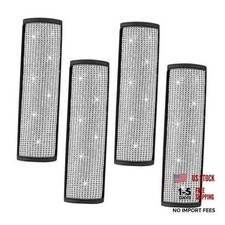 4PCS Bling Car Seat Belt Shoulder Pads, Soft PU Leather Seatbelt Strap 4 PCS