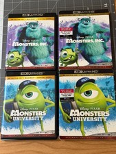 2 Movies: Monsters Inc + Monster University (4K Ultra HD + Blu-ray) w/slipcovers