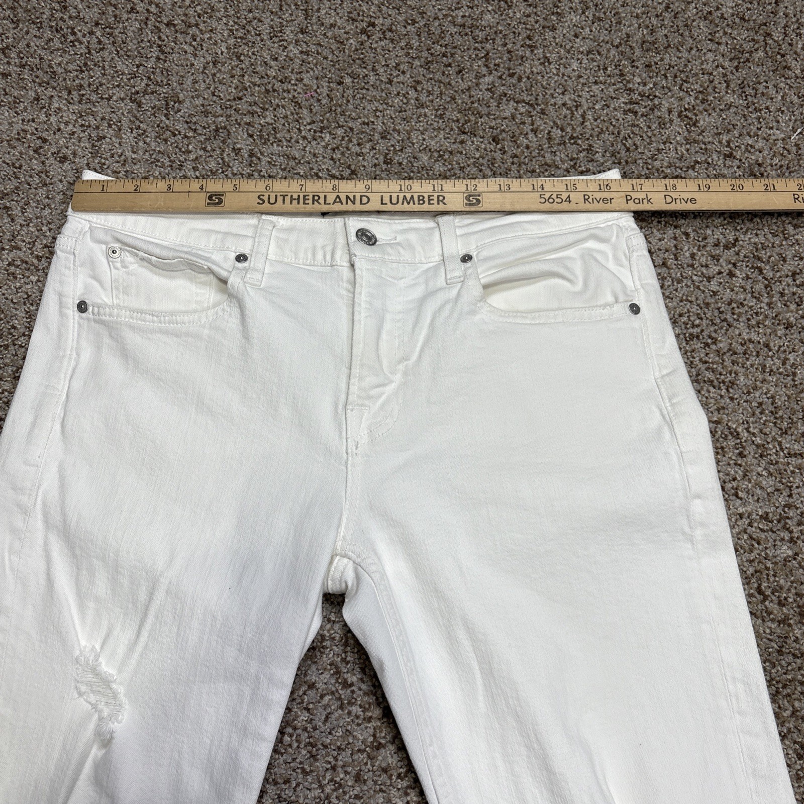 7 For All Mankind Slimmy Pants Mens 33 X 31 Distressed White Jeans - View 10