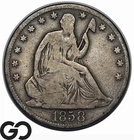 1858-O Seated Liberty Half Dollar, New Orleans Mint