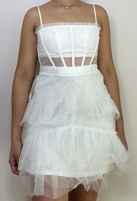Next / Up white tiered tulle mini dress Size 7/8 Junior