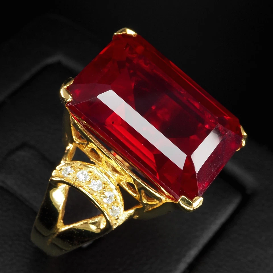 Glamorosos anillos hechos a mano de turmalina rubelita roja de 23,85 quilates de plata de ley 925 Foto 3 de 4