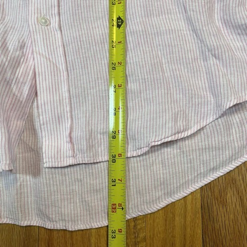 J McLaughlin NWT Gramercy Woven Shirt White Pink Striped 100% Linen XL Button Up - Picture 4 of 7