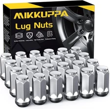 MIKKUPPA 24PCS M14x1.5 Skinny Lug Nuts, Chrome 19mm Hex, 1.8" Tall, 23mm Wide, R