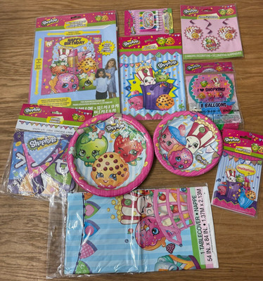 HUGE Shopkins Birthday Party Supplies Decoration Lot Plates Banner Invitations!