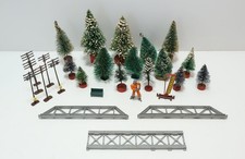 Lot of Misc. Model Train Scenery Trees, Power Poles, Person, Sign 