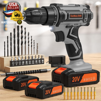 Cordless Drill, 20V Power Drill, Double 2000Mah Power Pack Electric Drills, Cord