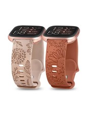 Minyee 2 Packs Floral Engraved Band Compatible with Fitbit Versa 2/... Fast Ship