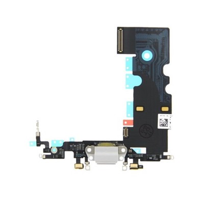 Ladebuchse Mikrofon USB System Dock Connector Flex Weiß Silber für iPhone 8