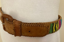 Vintage Native American 32 inch leather belt HANDMADE in Guatemala