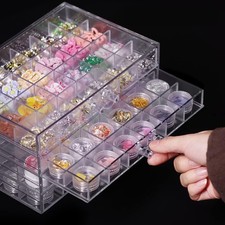 Compartment Storage Box 72 Grids Acrylic Organizer Box with 3 Drawers