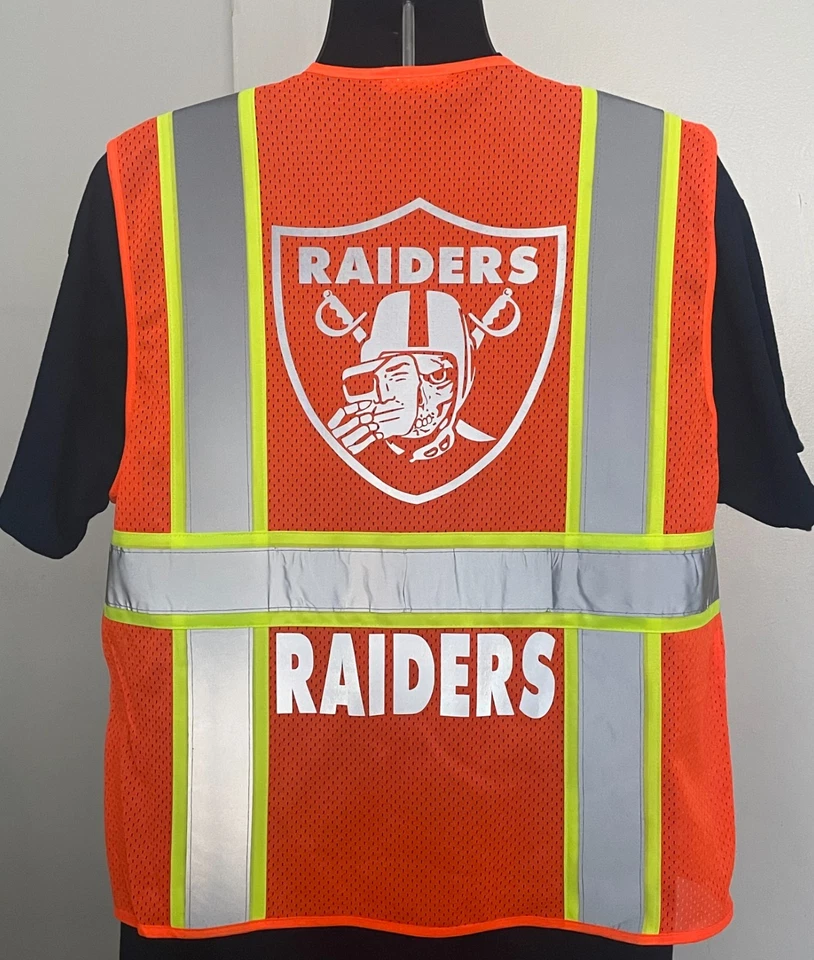 🦺 LAS VEGAS RAIDERS TWO TONE SAFETY VEST W/ POCKETS REFLECTIVE LOGO SIZE M-5XL - Image 4 of 4