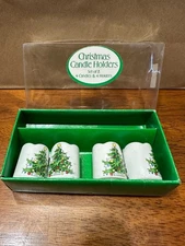 Christmas Miniature Candle Holders w/Original Box Set of 4 Christmas Tree