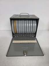 Brumberger Reel/Reel Metal Storage Case With Pop Out Tabs & 12 Empty Canisters 