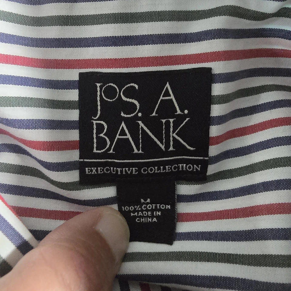Jos A. Bank Executive Collection Shirt M Multicolor Stripe 100% Cotton Button - Image 2 of 4