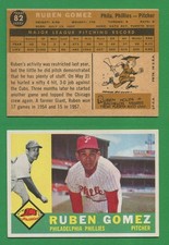 1960 Topps Baseball ~~~ RUBEN GOMEZ ~~~ No. 82 ~~~ FREE S/H