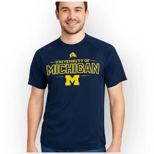 EUC Adidas University of Michigan Performance Tee  Size Medium  Navy Blue