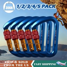 30KN Carabiner Clips Heavy Duty Aluminum D Shape Twist Screwgate Lock Climbing