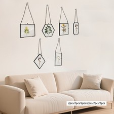 12PCS Brass Glass Frames Wall Hanging Glass Frames For Pressed Flower Wall Decor