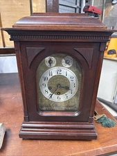 Junghans 5 Gong 8 Day Westminster Chime Mahogany Bracket Mantle Clock  4 Repair