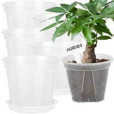 5 Sets 8 Inch Transparent Plastic Garden Pots Planter with Saucer Plant Plant...