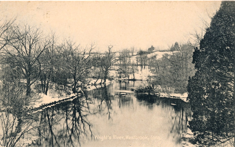 WRIGHT'S RIVER, WESTBROOK, CONN. CT. WINTER SCENE. RUSTIC SETTING. PRISTINE.