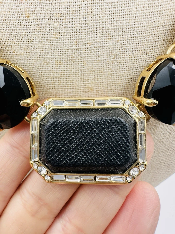 KATE SPADE NECKLACE JACKPOT JEWELS BLACK LEATHER & CRYSTAL NECKLACE 20” - Image 4 of 4