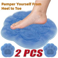 2PCS Silicone Shower Foot Scrubber Mat 30x30cm with Strong Suction Cups