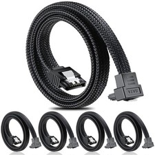 SATA III Cable, 6Gbps 90 Degree Right Angle HDD SDD Data Cable, SATA 3.0 Nylo...