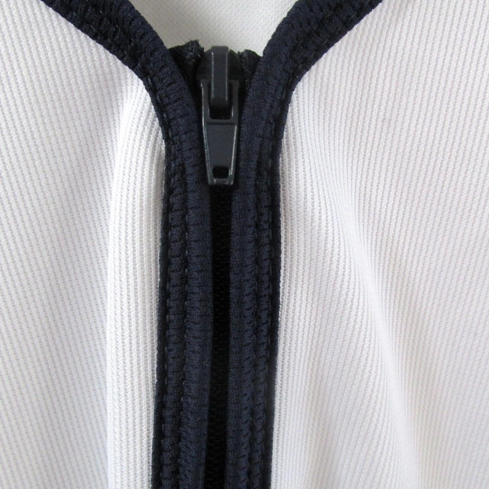 Camisa K Swiss Mujer Pequeña Atlética Blanca Azul Cremallera Manga Larga Y2K De Colección Foto 3 de 4