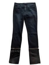 Women  s J Brand Black / Leather Jean. Black Wash Sz 28 Preowned