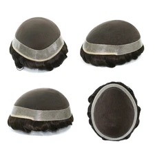 Mens Hair Replacement Hairpiece French Lace Toupee Poly Coating Hair System 8x10