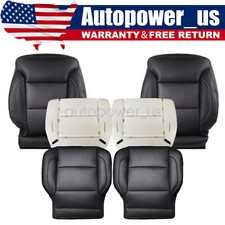 For 2014-2019 Chevy Silverado Front Perf Leather Seat Cover Black Foam Cushion