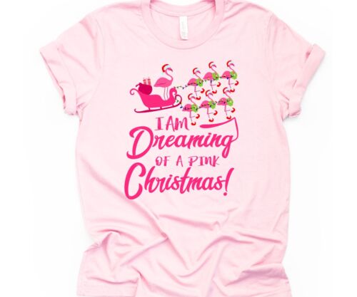 Chemise de Noël Im Dreaming Of A Pink Flamingo Im Dreaming Of - Photo 1/2
