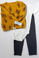 Carter's Child of Mine Baby Girls Yellow Sweater 3 Piece Outfit Size 24 Months