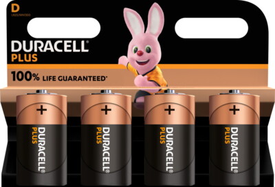 4 x Duracell Plus Alkaline Mono D LR20 Batterien 1,5 V MN1300 - 1 x 4er VPE