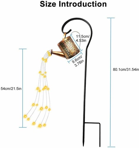 LED SOLAR LEUCHTE GIEßKANNE DEKO-KANNE LED WASSERFALL FÜR GARTEN AUßEN LAMPEN DE - Bild 11 von 13